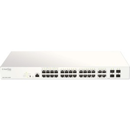 DBS-2000-28MP D-Link 28-Port Nuclias Cloud-Managed PoE Switch - 28 Ports - Manageable - 2 Layer Supported - Modular - 4 SFP Slots - Optical Fiber, Twisted 