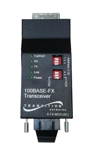 E-FX-MC01(SM) Transition Networks Full/Half-Duplex 100BASE-FX Media Converter 1x SC Duplex 1x DB-40