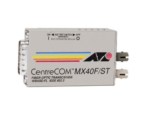 AT-MX40F-ST-04 Allied Telesis 10Mbps 10Base-FL Single-Mode Fiber ST Connector AUI Transceiver Module