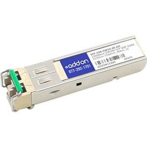 SFP-1GB-DW34-40-AO AddOn 1Gbps 1000Base-DWDM Single-mode Fiber 40km 1550.12nm LC Connector SFP Transceiver Module