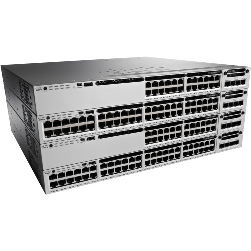 EDU-C3850-48F-S Cisco Catalyst WS-C3850-48F 48-Ports PoE+ Twisted Pair 10/100/1000 Layer3 Manageable Rack-Mountable 1U and Desktop Switch (Refurbished)