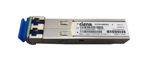 XCVR-A80D43 Ciena 1.25Gbps 1000Base-ZX CWDM Single-mode Fiber 80km 1430nm Duplex LC Connector SFP Transceiver Module