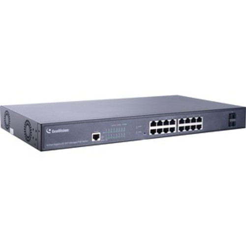 GV-APOE1611 GeoVision 16-Port Gigabit 802.3at Web Management PoE Switch - 16 Ports - Manageable - 2 Layer Supported - Modular - 2 SFP Slots - 330 W Power
