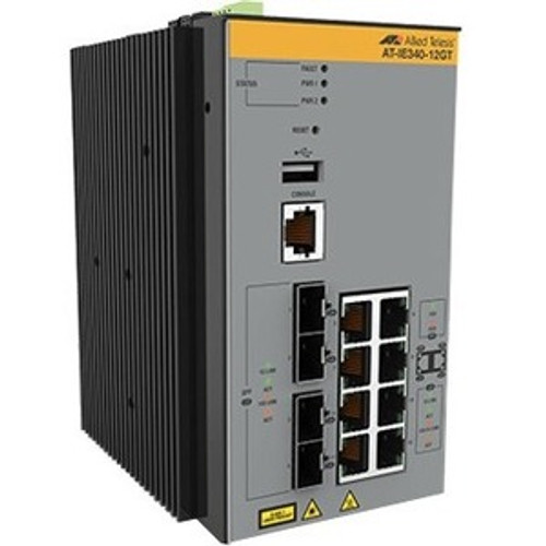 AT-IE340-12GP-80 Allied Telesis Industrial PoE+ Ethernet Layer 3 Switch - 8 Ports - Manageable - 3 Layer Supported - Modular - 4 SFP Slots - 271 W Power Consumption