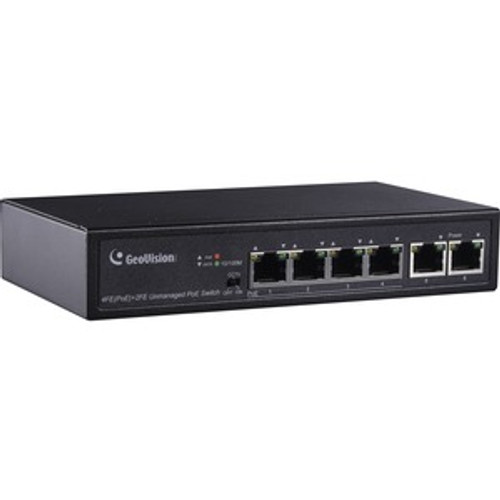 GV-APOE0400 GeoVision 6-Port 10/100 Mbps Unmanaged PoE Switch with 4-Port PoE - 6 Ports - 2 Layer Supported - Twisted Pair -  (Refurbished)