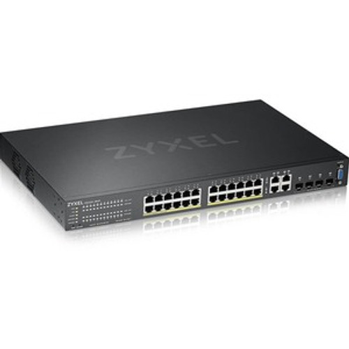 GS2220-28HP ZYXEL 24-port GbE L2 PoE Switch with GbE Uplink - 24 Ports - Manageable - 4 Layer Supported - Modular - 4 SFP Slots - 463.50 W Power Consumption -