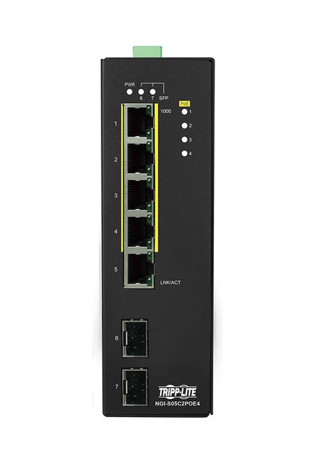 NGI-S05C2POE4 Tripp Lite NGI-S05C2POE4 Ethernet Switch - 5 Ports - Manageable - Gigabit Ethernet - 10/100/1000Base-T, 100Base-FX, 1000Base-X, 1000Base-SX/LX - TAA