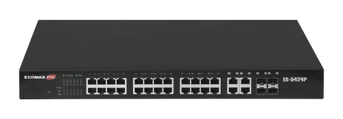 ES-5424P Edimax ES-5424P Ethernet Switch - 28 Ports - Manageable - 2 Layer Supported - Modular - 4 SFP Slots - Power Supply - Optical Fiber, Twisted Pair -