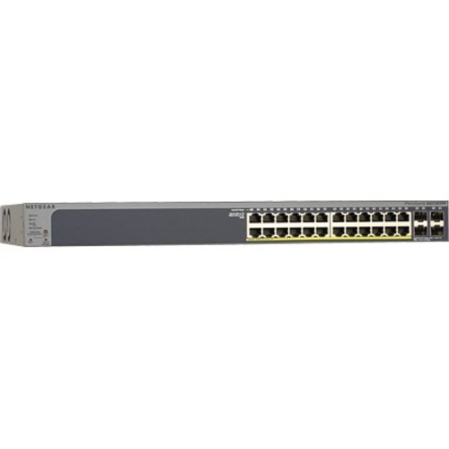 GS728TPP NetGear 24-Ports 10/100/1000Mbps RJ-45 PoE+ Layer3 Rack-mountable Smart Switch with 4x SFP Ports (Refurbished)