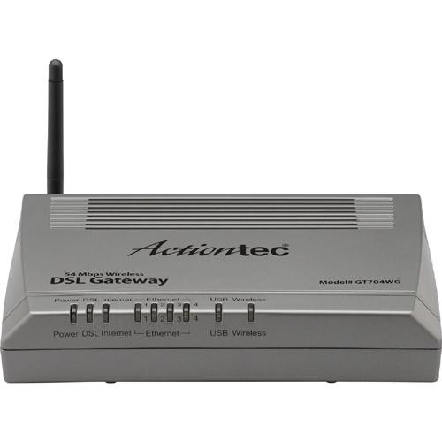 GT704WGB Actiontec Wireless DSL Router 54 Mbps 4 x 10/100Base-TX Network LAN 1 x ADSL2+ Network WAN IEEE 802.11b/g (Refurbished)