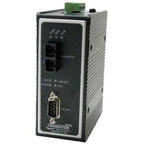 SDSFE3111-100 Transition DB-9 to 100Base-FX 1300 NM Multi-Mode (ST) 2 Kilometers/1.2 Miles for RS232 to 100Base-FX Industrial Device Server