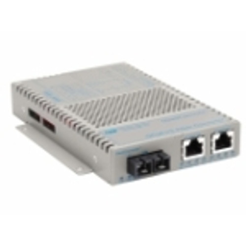 9423-1-21 OmniConverter 10/100/1000 PoE+ Gigabit Ethernet Fiber Media Converter Switch RJ45 SC Single-Mode 12km 2 x 10/100/1000BASE-T, 1 x 1000BASE-LX, US AC