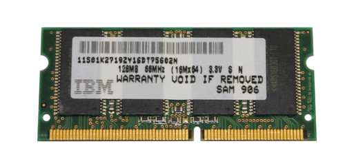 01K2719 IBM 128MB PC66 66MHz non-ECC Unbuffered CL2 144-Pin SoDimm Memory Module