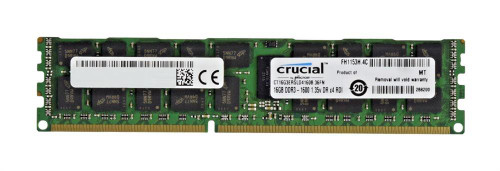 2P-CT16G3ERSLD4160B 2-Power 16GB PC3-12800 DDR3-1600MHz ECC Registered CL11 240-Pin DIMM 1.35V Low Voltage Dual Rank Memory Module