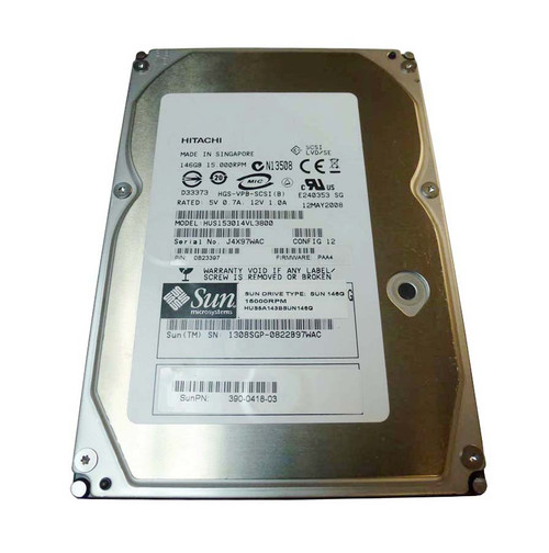 390-0418 Sun 146GB 15000RPM Ultra-320 SCSI 80-Pin 16MB Cache 3.5-inch  Internal Hard Drive