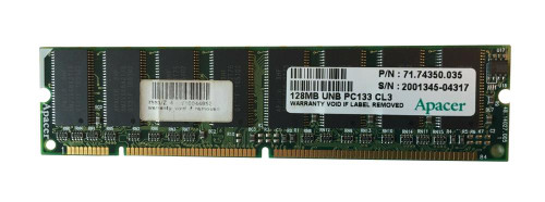 71.74350.035 Apacer 128MB PC133 133MHz non-ECC Unbuffered CL3 168-Pin DIMM Memory Module