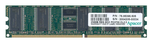 75.85395.505 Apacer 256MB PC2700 DDR-333MHz Registered ECC CL2.5 184-Pin DIMM 2.5V Memory Module