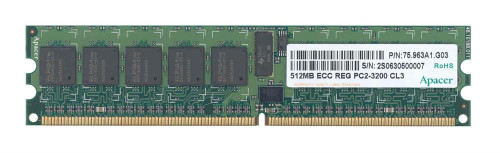 75.963A1.G03 Apacer 512MB PC2-3200 DDR2-400MHz ECC Registered CL3 240-Pin DIMM Single Rank Memory Module