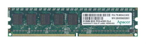 75.963A2.G02 Apacer 512MB PC2-4200 DDR2-533MHz ECC Unbuffered CL4 240-Pin DIMM Single Rank Memory Module