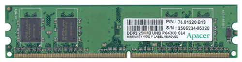 76.81220.B13 Apacer 256MB PC2-4200 DDR2-533MHz non-ECC Unbuffered CL4 240-Pin DIMM Memory Module