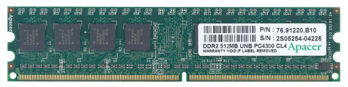 76.91220.B10 Apacer 512MB PC2-4200 DDR2-533MHz non-ECC Unbuffered CL4 240-Pin DIMM Memory Module