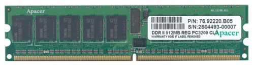 76.92220.B05 Apacer 512MB PC2-3200 DDR2-400MHz ECC Registered CL3 240-Pin DIMM Single Rank Memory Module