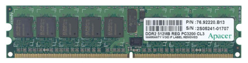 76.92220.B13 Apacer 512MB PC2-3200 DDR2-400MHz ECC Registered CL3 240-Pin DIMM Single Rank Memory Module