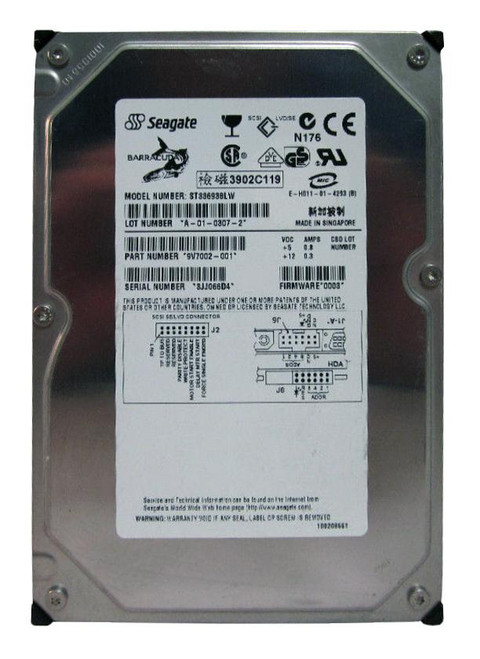 ST336938LW Seagate Barracuda 36ES2 36.9GB 7200RPM Ultra-160 SCSI 68-Pin 2MB Cache 3.5-inch Internal Hard Drive