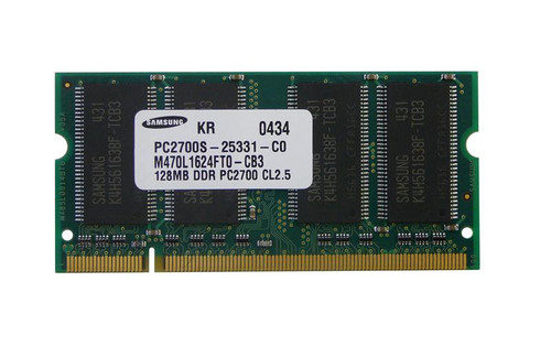 AAI9828 Memory Upgrades 128MB PC2700 DDR-333MHz non-ECC Unbuffered CL2.5 200-Pin SoDimm Memory Module