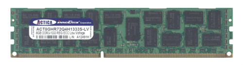 ACT8GHR72Q4H1333S-LV Actica 8GB PC3-10600 DDR3-1333MHz ECC Registered CL9 240-Pin DIMM 1.35V Low Voltage Dual Rank Memory Module