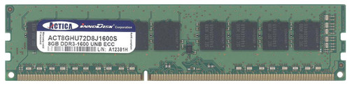 ACT8GHU72D8J1600S ACTICA 8GB PC3-12800 DDR3-1600MHz ECC Unbuffered CL11 240-Pin DIMM Dual Rank Memory Module