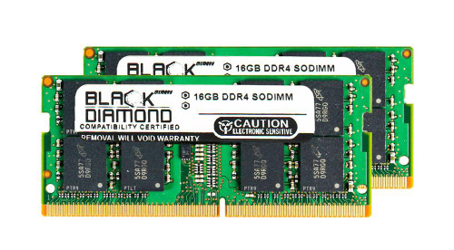 BD16GX22400MQN25 Black Diamond 32GB Kit (2 X 16GB) PC4-19200 DDR4-2400MHz non-ECC Unbuffered CL17 260-Pin SoDimm 1.2V Dual Rank Memory