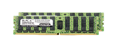 BD32GX22400MQR96 Black Diamond 64GB Kit (2 X 32GB) PC4-19200 DDR4-2400MHz Registered ECC CL17 288-Pin Load Reduced DIMM 1.2V Quad Rank Memory