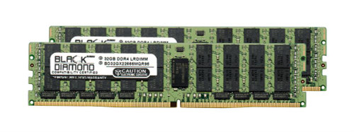 BD32GX22666MQR96 Black Diamond 64GB Kit (2 X 32GB) PC4-21300 DDR4-2666MHz ECC Registered CL19 288-Pin Load Reduced DIMM 1.2V Dual Rank Memory
