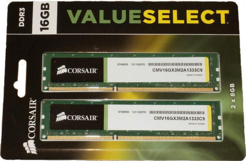 CMV16GX3M2A1333C9 Corsair 16GB Kit (2 X 8GB) PC3-10600 DDR3-1333MHz non-ECC Unbuffered CL9 240-Pin DIMM Dual Rank Memory