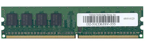 D2-51CD63SV-555 Ventura 512MB PC2-5300 DDR2-667MHz non-ECC Unbuffered CL5 240-Pin DIMM Single Rank Memory Module