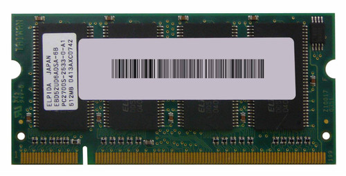 EBD52UD6ADSA-6B Elpida 512MB PC2700 DDR-333MHz non-ECC Unbuffered CL2.5 200-Pin SoDimm Memory Module