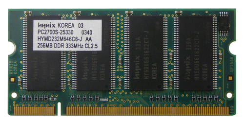 HYMD232M646C6-J Hynix 256MB PC2700 DDR-333MHz non-ECC Unbuffered CL2.5 200-Pin SoDimm Memory Module