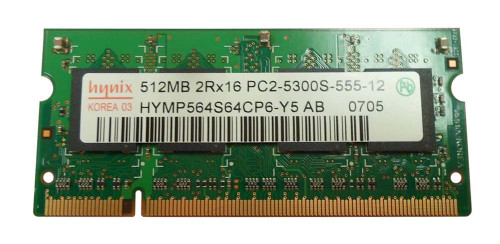 HYMP564S64CP6 Hynix 512MB PC2-5300 DDR2-667MHz non-ECC Unbuffered CL5 200-Pin SoDimm Memory Module