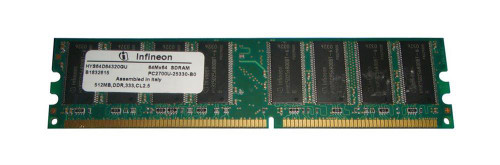 HYS64D64320GUSA Infineon 512MB PC2700 DDR-333MHz non-ECC Unbuffered CL2.5 184-Pin DIMM 2.5V Memory Module