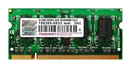 JM467Q644A-5 Transcend JetRAM 512MB PC2-4200 DDR2-533MHz non-ECC Unbuffered CL4 200-Pin SoDimm Single Rank Memory Module