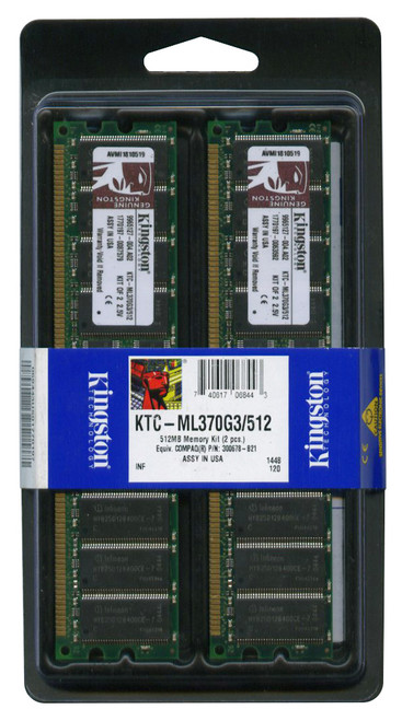 KTC-ML370G3/512(1OF2PCKIT) Kingston 256MB PC2100 DDR-266MHz Registered ECC CL2.5 184-Pin DIMM 2.5V Memory Module