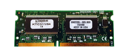 KTC311/64 Kingston 64MB PC100 100MHz non-ECC Unbuffered CL2 144-Pin SoDimm Memory Module