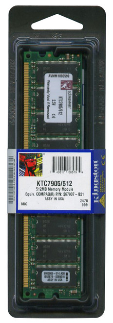 KTC7905/512 Kingston 512MB PC2100 DDR-266MHz ECC Unbuffered CL2.5 184-Pin DIMM Memory Module for HP/Compaq