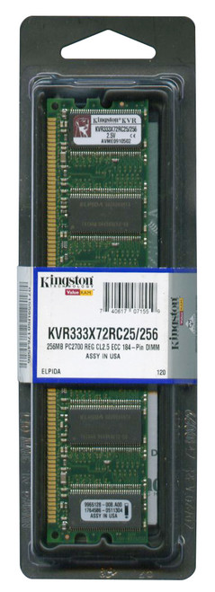 KVR333X72RC25/256 Kingston 256MB PC2700 DDR-333MHz Registered ECC CL2.5 184-Pin DIMM 2.5V Memory Module