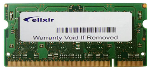 M1N51264TUH8A2F-37B Elixir 512MB PC2-4200 DDR2-533MHz non-ECC Unbuffered CL4 200-Pin SoDimm Single Rank Memory Module