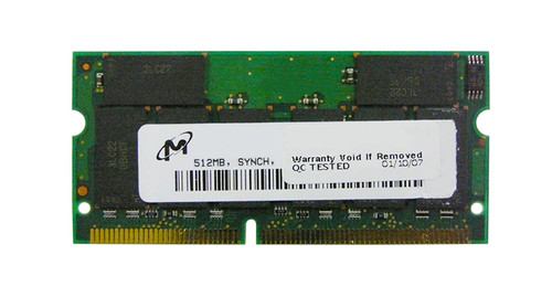 MICRON/3RD-535 Micron 512MB PC100 100MHz non-ECC Unbuffered CL2 144-Pin SoDimm Memory Module