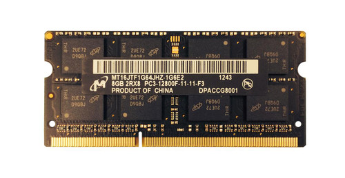 MT16JTF1G64JHZ-1G6E2 Micron 8GB PC3-12800 DDR3-1600MHz non-ECC Unbuffered CL11 204-Pin SoDimm Dual Rank Memory Module