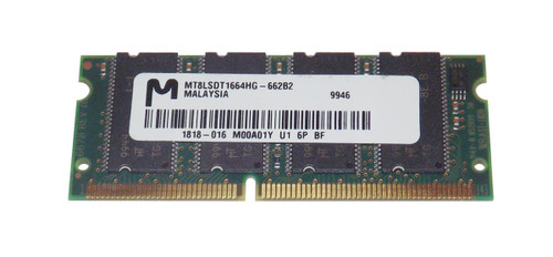 MT8LSDT1664HG-662B2 Micron 128MB PC66 66MHz non-ECC Unbuffered CL2 144-Pin SoDimm Memory Module