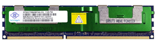 NT8GC72B4NB1NK-CG Nanya 8GB PC3-10600 DDR3-1333MHz ECC Registered CL9 240-Pin DIMM Dual Rank Memory Module